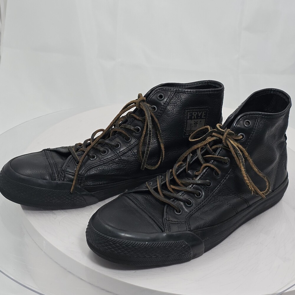 Frye Greene High Top Men 10.5 Lace DSV Black Leather Sneakers